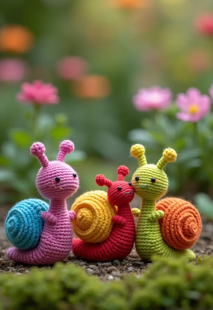 25 Adorable Toy Ideas from Crochet Amigurumi Free Patterns - 14. Snuggly Snails