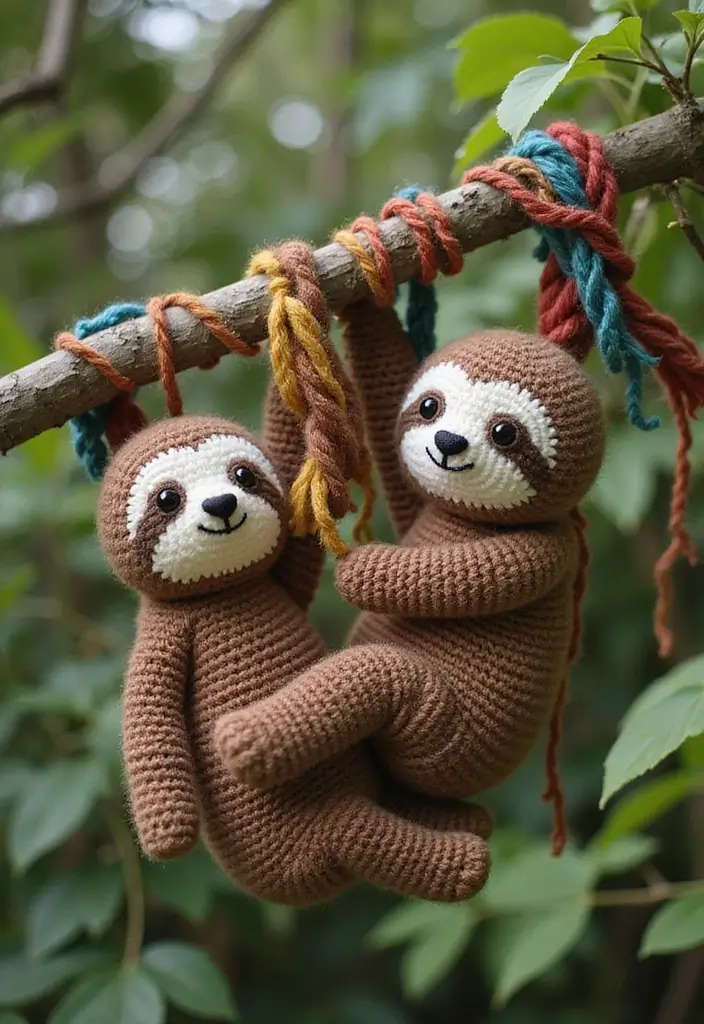 25 Adorable Toy Ideas from Crochet Amigurumi Free Patterns - 5. Silly Sloths
