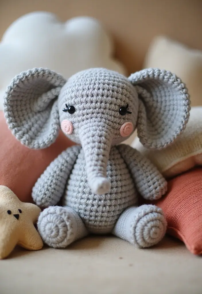 25 Adorable Toy Ideas from Crochet Amigurumi Free Patterns - 6. Cute Cuddly Elephants