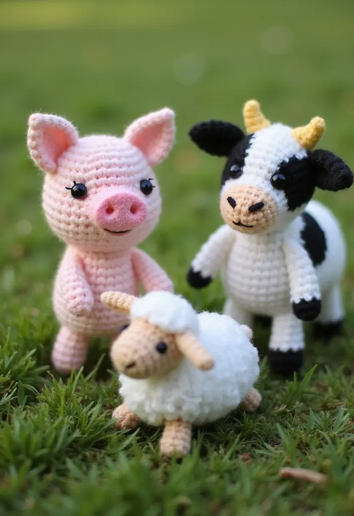 25 Adorable Toy Ideas from Crochet Amigurumi Free Patterns - 7. Miniature Farm Animals