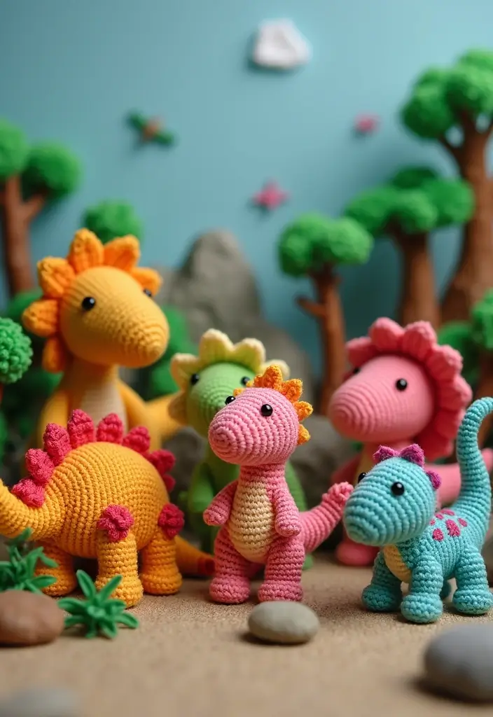 25 Adorable Toy Ideas from Crochet Amigurumi Free Patterns - 9. Delightful Dinosaurs