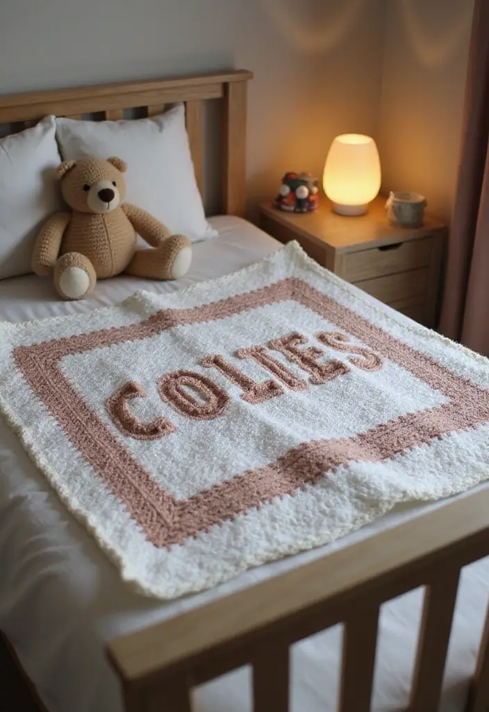 25 Baby Gift Ideas with Baby Blanket Crochet Patterns - 11. Customizable Name Blanket