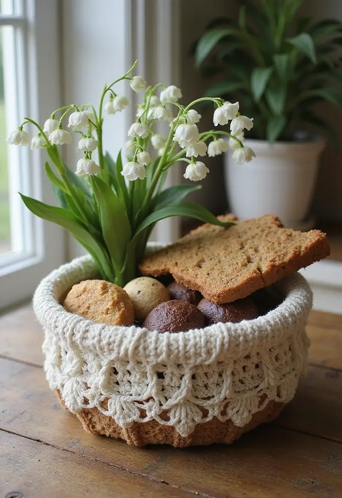 25 Beautiful Flower Inspirations: Lily of the Valley Crochet Pattern Gallery - 11. Handmade Gift Baskets