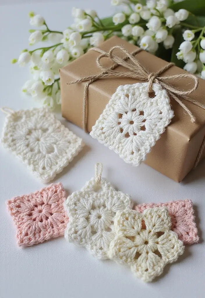 25 Beautiful Flower Inspirations: Lily of the Valley Crochet Pattern Gallery - 13. Unique Gift Tags
