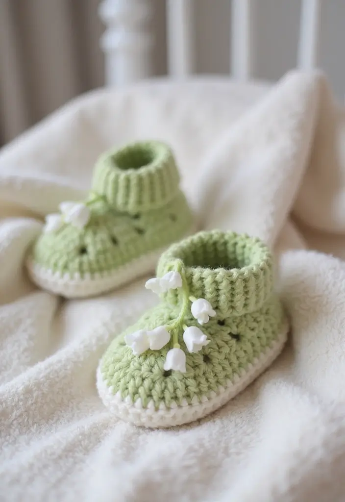 25 Beautiful Flower Inspirations: Lily of the Valley Crochet Pattern Gallery - 19. Sweet Baby Booties