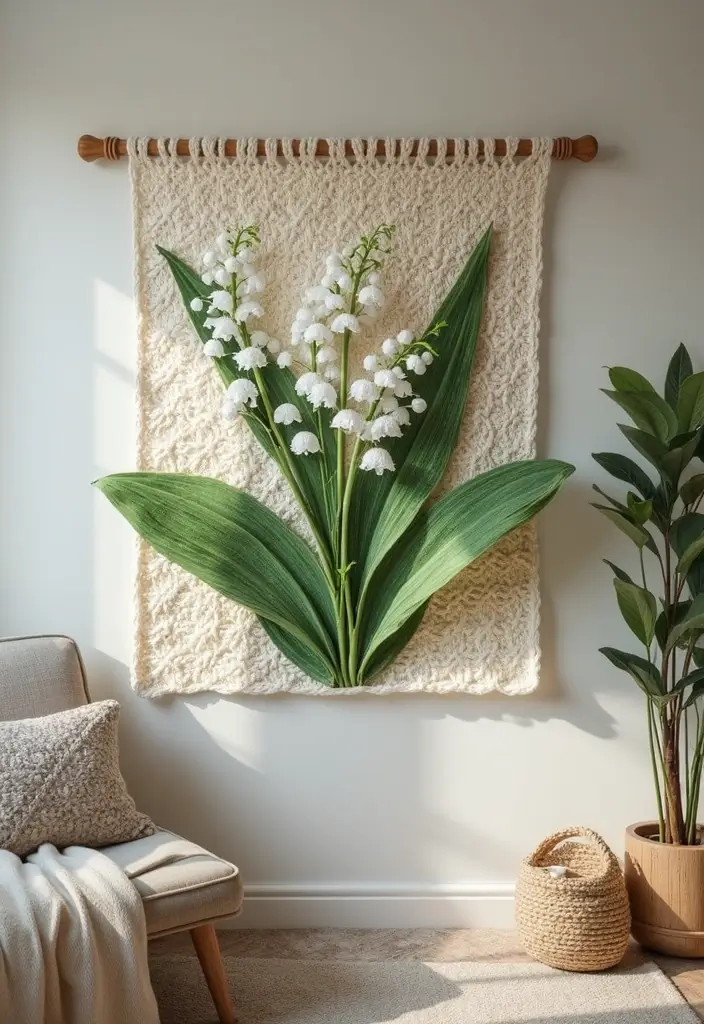 25 Beautiful Flower Inspirations: Lily of the Valley Crochet Pattern Gallery - 2. Charming Wall Hanging
