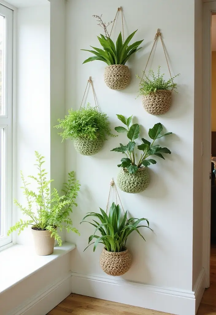 25 Beautiful Flower Inspirations: Lily of the Valley Crochet Pattern Gallery - 23. Creative Wall Planters