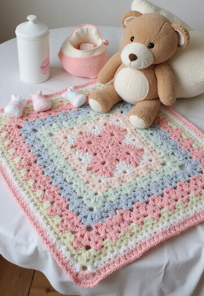 25 Beautiful Ways to Learn How to Crochet a Granny Square: Step-by-Step Photos & Color Ideas - 12. Granny Squares for Baby Projects