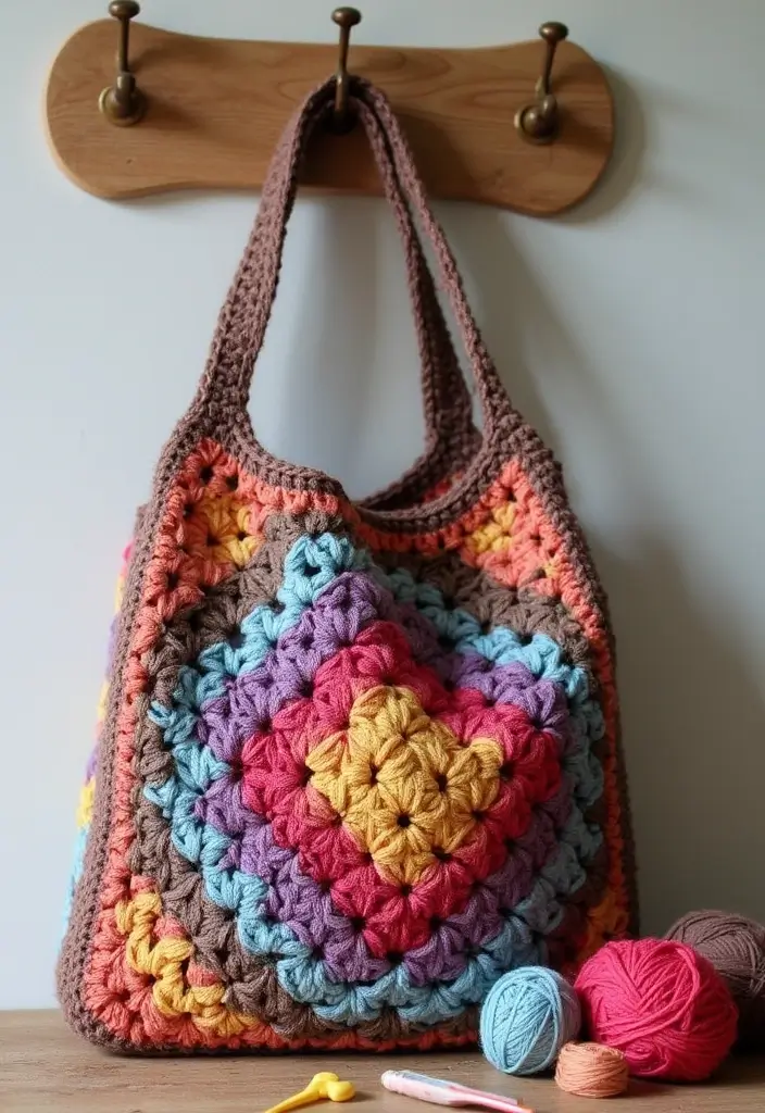 25 Beautiful Ways to Learn How to Crochet a Granny Square: Step-by-Step Photos & Color Ideas - 8. Granny Square Bags: Fashion Meets Function