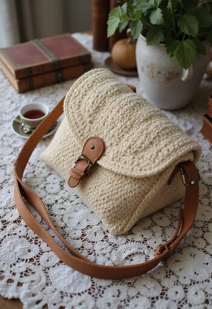 25 Chic DIY Bags from Crochet Bag Pattern Free with Image Tutorials - 10. The Vintage Inspired Satchel