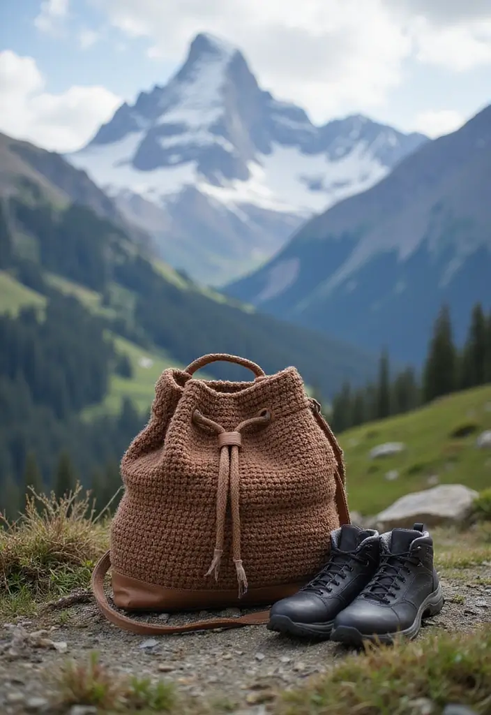 25 Chic DIY Bags from Crochet Bag Pattern Free with Image Tutorials - 11. The Adventurous Hiking Bag