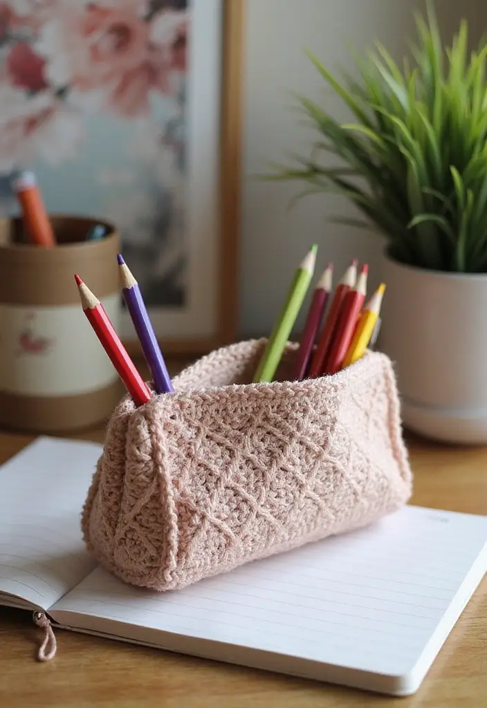 25 Chic DIY Bags from Crochet Bag Pattern Free with Image Tutorials - 15. The Chic Pencil Case