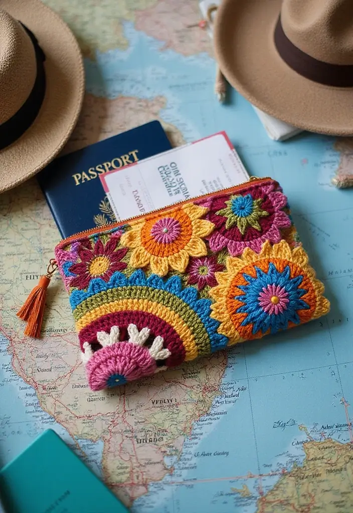 25 Chic DIY Bags from Crochet Bag Pattern Free with Image Tutorials - 22. The Fun Travel Wallet