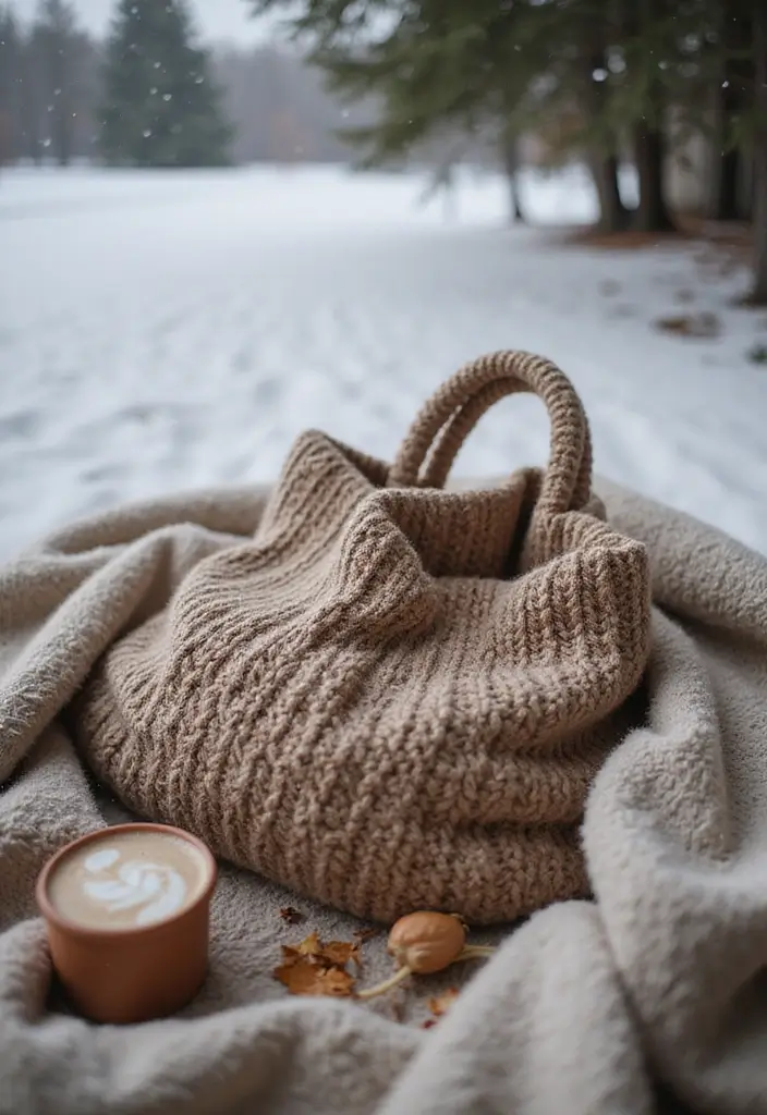 25 Chic DIY Bags from Crochet Bag Pattern Free with Image Tutorials - 25. The Cozy Knit Bag