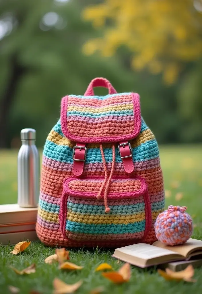 25 Chic DIY Bags from Crochet Bag Pattern Free with Image Tutorials - 5. The Spacious Backpack