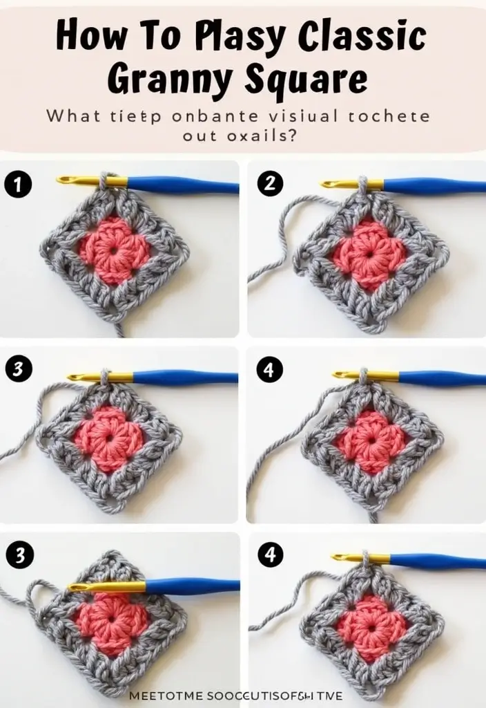 25 Clear Step-by-Step Photos for Granny Square Crochet Pattern Diagram Lovers - 1. Classic Granny Square