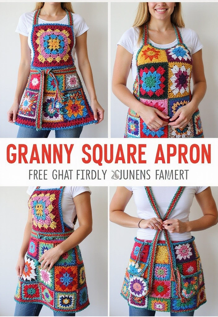 25 Clear Step-by-Step Photos for Granny Square Crochet Pattern Diagram Lovers - 20. Granny Square Apron