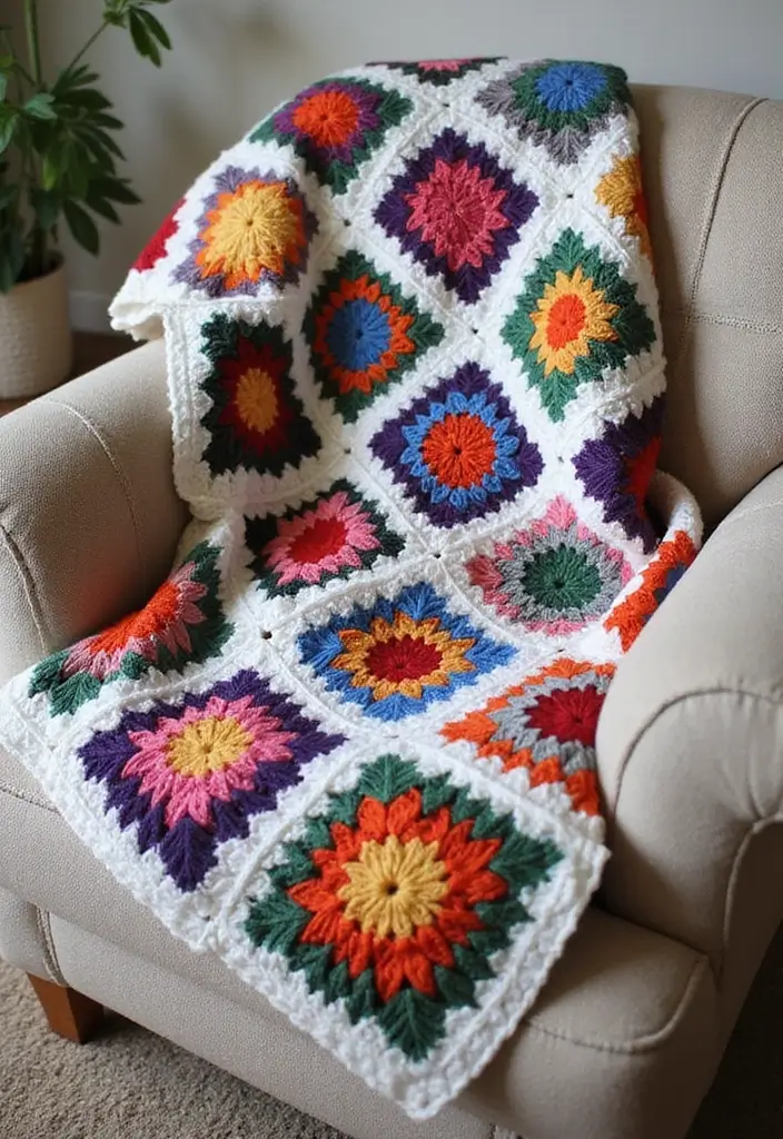 25 Colorful Blanket Inspirations: Crochet Granny Square Blanket Photos - 23. Adding Personal Touches