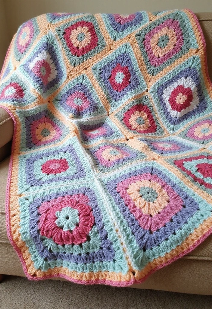 25 Colorful Blanket Inspirations: Crochet Granny Square Blanket Photos - 25. Finishing Techniques