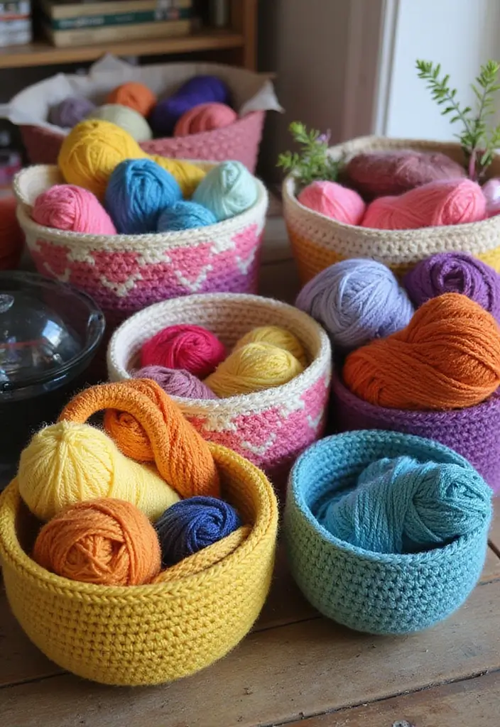 25 Creative Crafts for Rainy Days: What to Crochet When Bored - 13. Crocheted Baskets