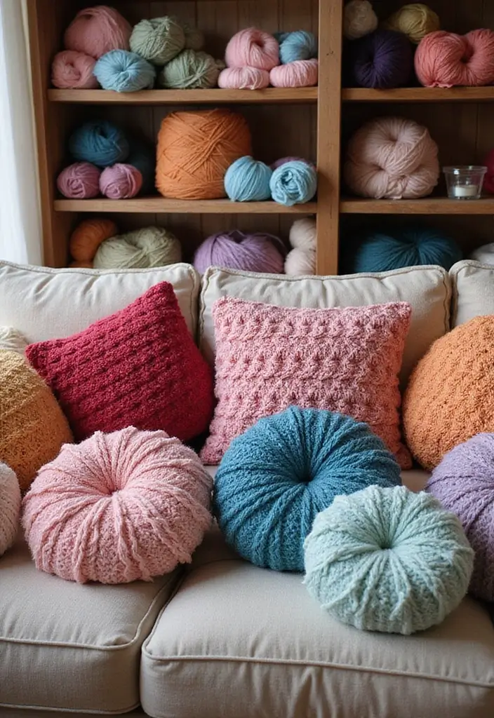 25 Creative Crafts for Rainy Days: What to Crochet When Bored - 22. Crocheted Pillows