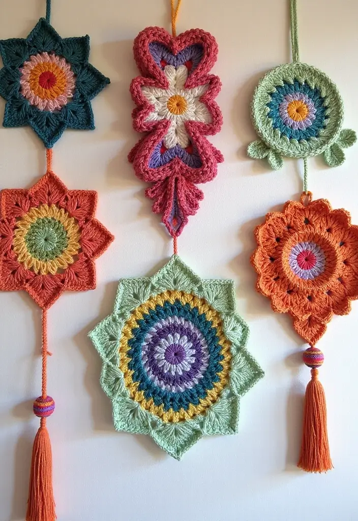 25 Creative Crafts for Rainy Days: What to Crochet When Bored - 23. Crochet Wall Hangings