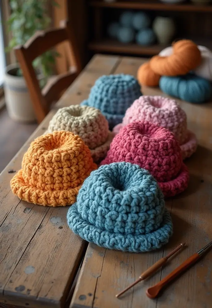 25 Creative Crafts for Rainy Days: What to Crochet When Bored - 3. Simple Crochet Hats