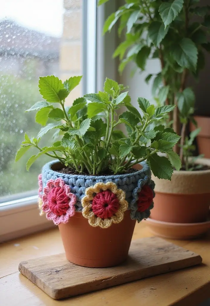 25 Creative Crafts for Rainy Days: What to Crochet When Bored - 4. Flower Pot Covers