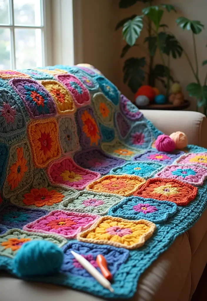 25 Creative Crafts for Rainy Days: What to Crochet When Bored - 6. Crocheted Blanket Squares