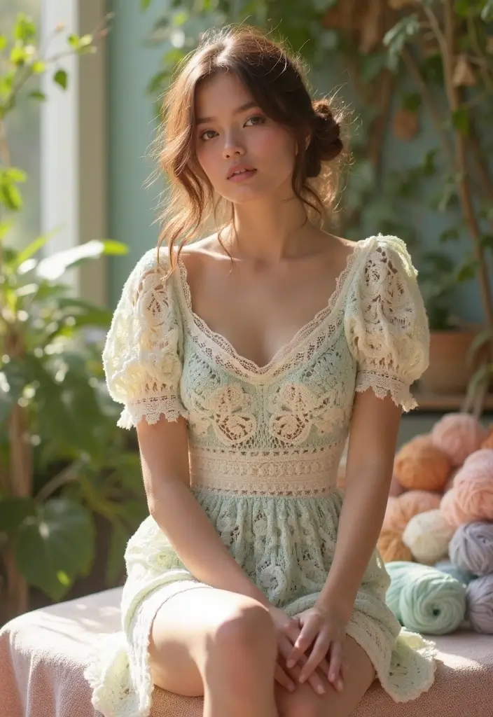 25 Creative Outfit Ideas for Dolls – Crochet Doll Clothes Free Pattern Inspirations - 1. Vintage Floral Dress