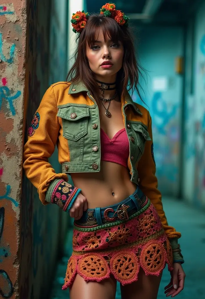 25 Creative Outfit Ideas for Dolls – Crochet Doll Clothes Free Pattern Inspirations - 6. Edgy Punk Look