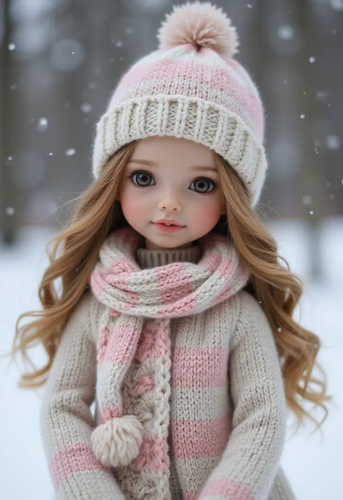 25 Creative Outfit Ideas for Dolls – Crochet Doll Clothes Free Pattern Inspirations - 7. Warm Winter Outfit