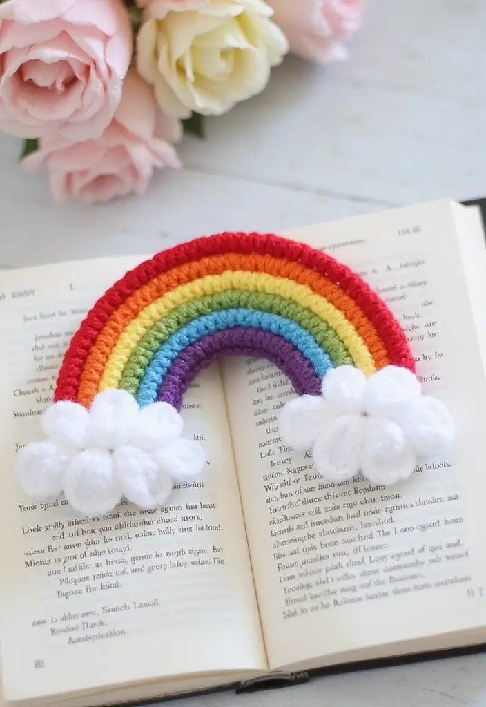 25 Cute Bookmark Crafts with Crochet Bookmarks Free Patterns - 1. Rainbow Delight Bookmark