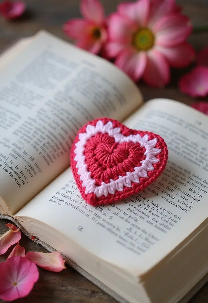 25 Cute Bookmark Crafts with Crochet Bookmarks Free Patterns - 11. Classic Heart Bookmark
