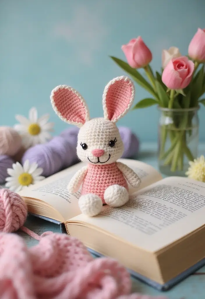 25 Cute Bookmark Crafts with Crochet Bookmarks Free Patterns - 12. Cute Bunny Bookmark