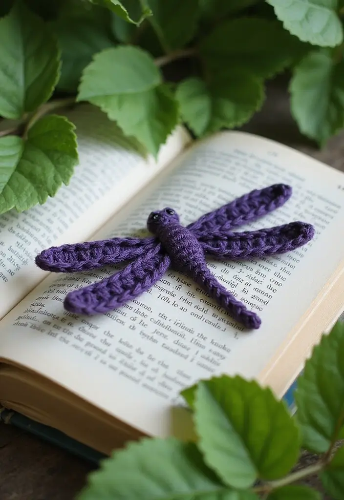 25 Cute Bookmark Crafts with Crochet Bookmarks Free Patterns - 13. Charming Dragonfly Bookmark