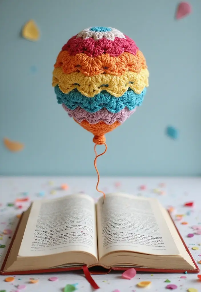 25 Cute Bookmark Crafts with Crochet Bookmarks Free Patterns - 21. Colorful Balloon Bookmark