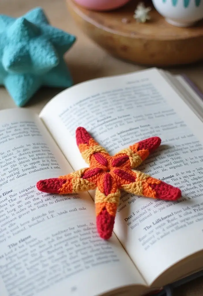 25 Cute Bookmark Crafts with Crochet Bookmarks Free Patterns - 24. Lovely Starfish Bookmark