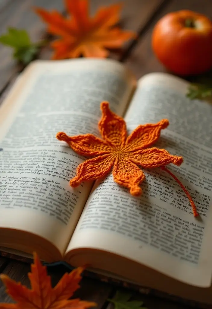 25 Cute Bookmark Crafts with Crochet Bookmarks Free Patterns - 25. Lovely Leaf Bookmark