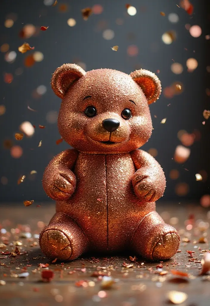 25 Cute Gift Ideas from Crochet Teddy Bear Pattern Free with Soft Yarn Colors - 25. Shiny Glitter Bear