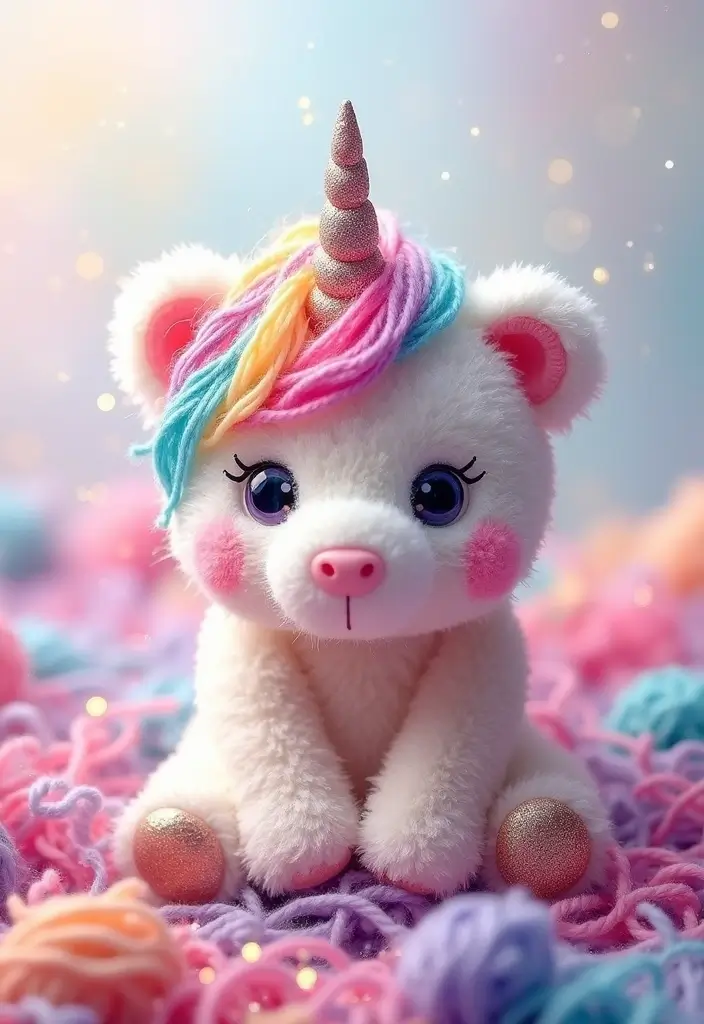25 Cute Gift Ideas from Crochet Teddy Bear Pattern Free with Soft Yarn Colors - 9. Magical Unicorn Bear