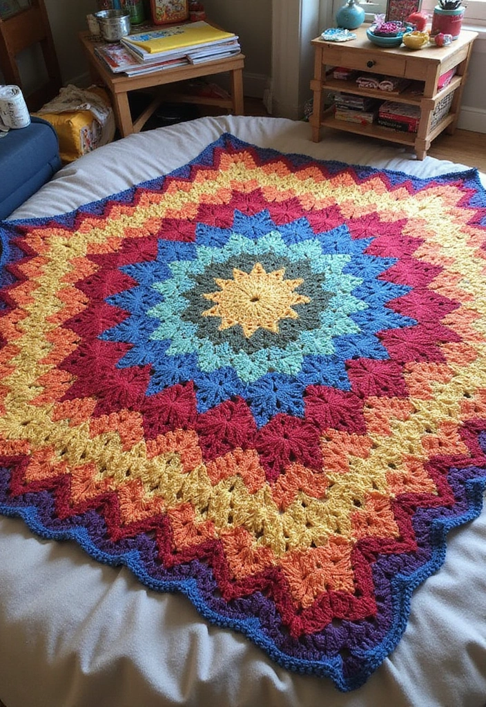 25 Detailed Mosaic Crochet Patterns Free Charts with Colorful Examples - 1. Geometric Delight