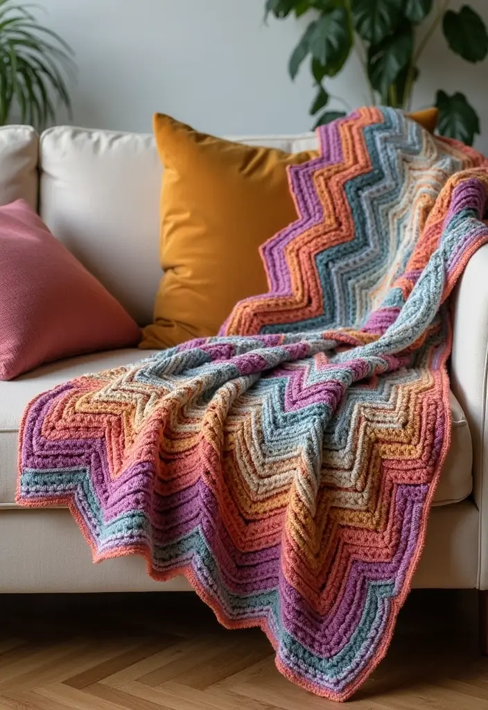 25 Detailed Mosaic Crochet Patterns Free Charts with Colorful Examples - 10. Colorful Chevron