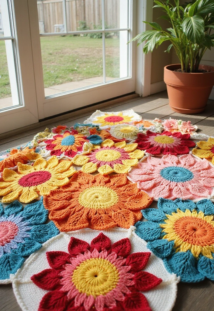 25 Detailed Mosaic Crochet Patterns Free Charts with Colorful Examples - 13. Sunshine Burst