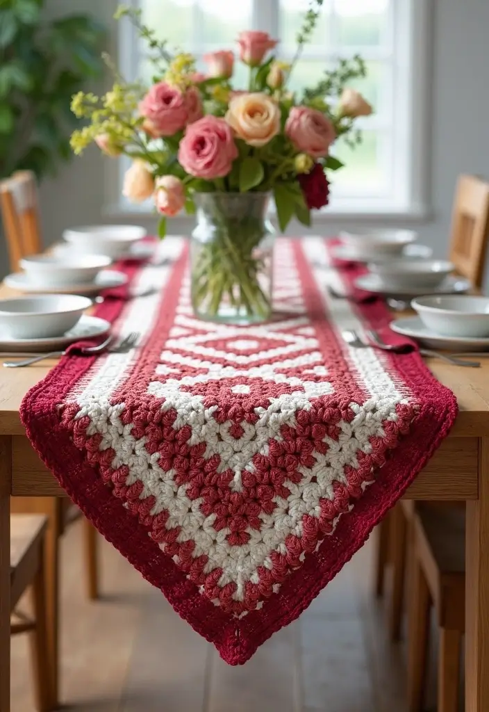 25 Inspiring Granny Square Crochet Patterns Free with Colorful Layout Examples - 15. Granny Square Table Runners