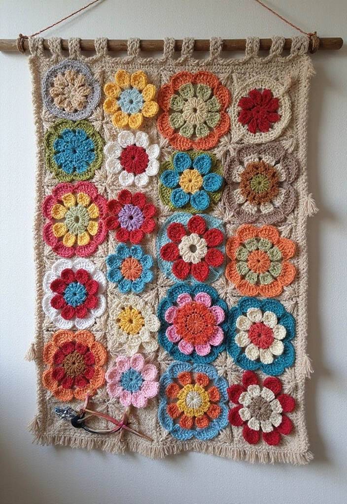 25 Inspiring Granny Square Crochet Patterns Free with Colorful Layout Examples - 19. Granny Square Appliqués