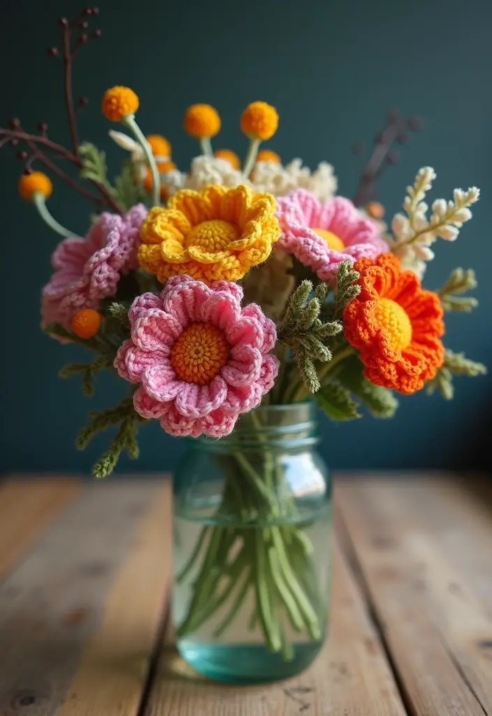 25 Lovely Blooms from Crochet Flowers Free Pattern 🌼 - 11. Rustic Wildflowers