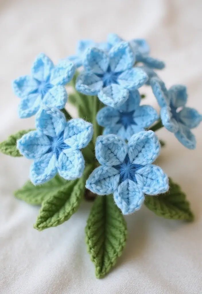 25 Lovely Blooms from Crochet Flowers Free Pattern 🌼 - 17. Happy Forget-Me-Nots