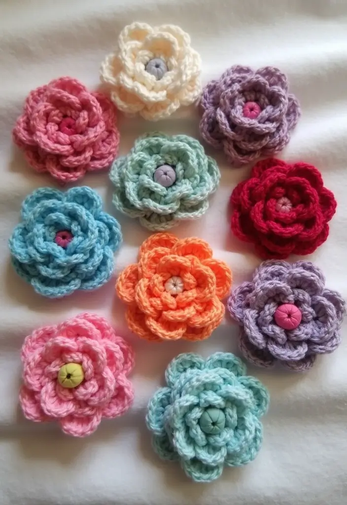 25 Lovely Blooms from Crochet Flowers Free Pattern 🌼 - 23. Flower Hair Accessories