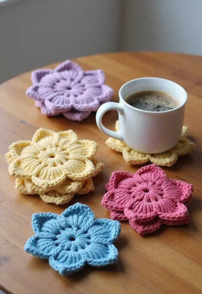 25 Lovely Blooms from Crochet Flowers Free Pattern 🌼 - 25. Flower Coasters